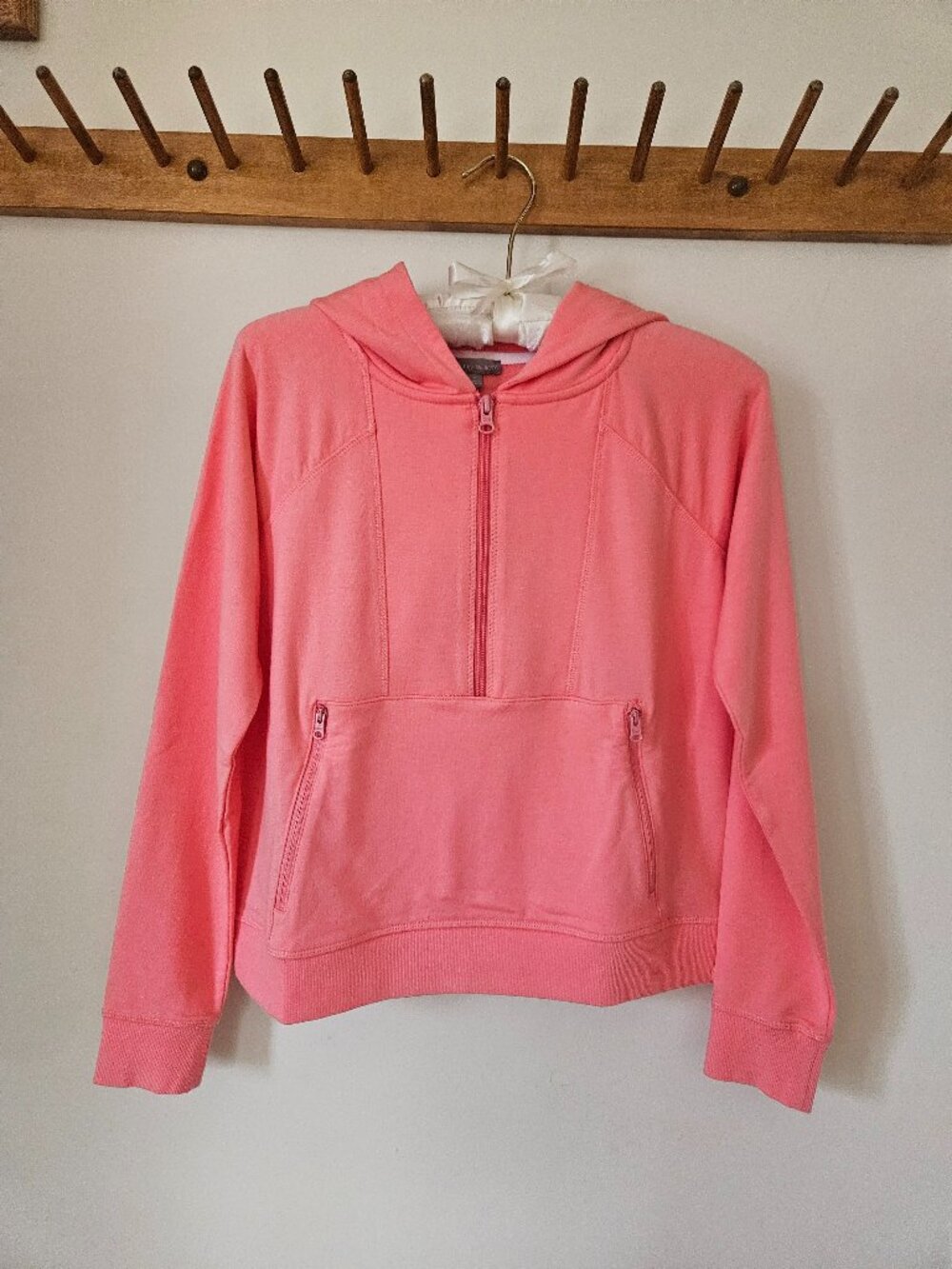 T by TALBOTS Half Zip Hoodie - Size P - Coral
